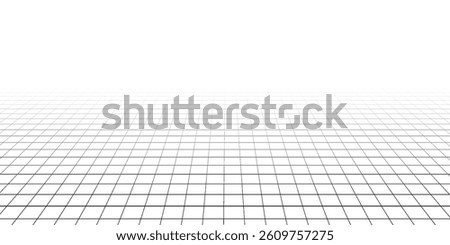 White background with gray perspective grid lines creating a square pattern. Template platform for technology, user interface, industry, science.