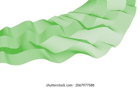 White background and green abstract waves