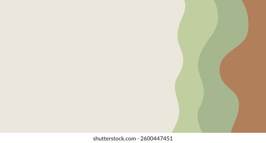 A white background with a green and brown line. The line is wavy and it gives a sense of movement and depth to the image