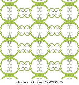 white background with green curl line abstract pattern