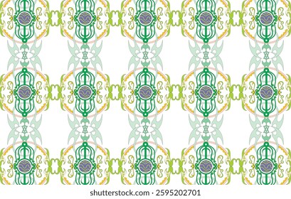 white background with green custom abstract pattern.eps