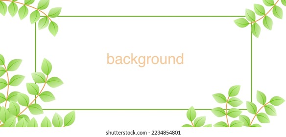 white background with green leaves