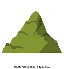 white background with green silhouette of mountain peak vector illustration