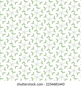 White background with green subtle leaves. Decorative seamless pattern for wrapping paper, wallpaper, textile, greeting cards and invitations.