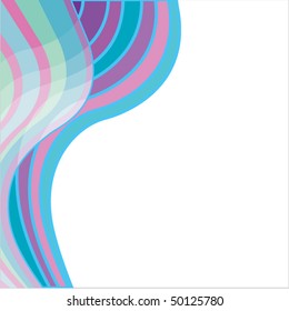 White background with green, turquoise, pink, and violet waves