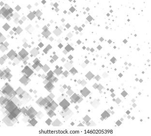 White background with grey rhombuses of different size and transparency. Vector illustration. Popular geometric pattern
