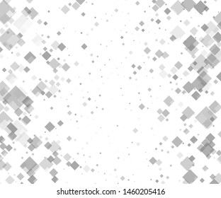 White background with grey rhombuses of different size and transparency. Vector illustration. Popular geometric pattern
