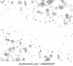 White background with grey rhombuses of different size and transparency. Vector illustration. Popular geometric pattern