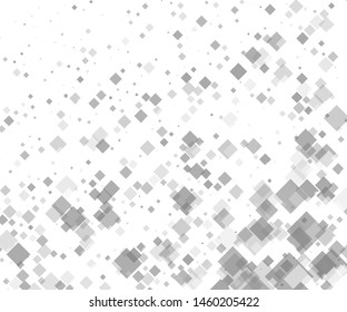 White background with grey rhombuses of different size and transparency. Vector illustration. Popular geometric pattern