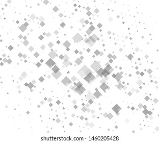 White background with grey rhombuses of different size and transparency. Vector illustration. Popular geometric pattern