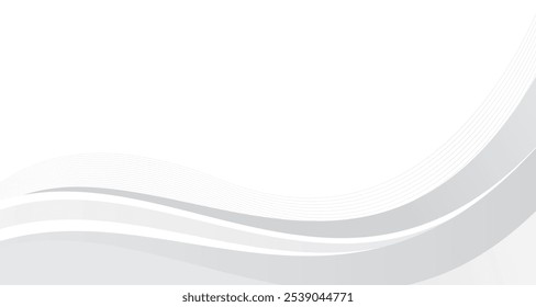 White background with grey silver monochrome wave modern element. Blended thin line backdrop for company business presentation