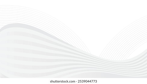 White background with grey silver monochrome wave modern element. Blended thin line backdrop for company business presentation