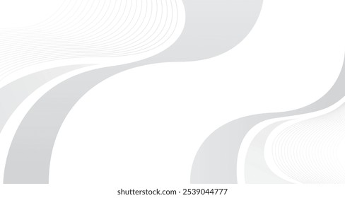 White background with grey silver monochrome wave modern element. Blended thin line backdrop for company business presentation