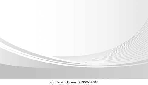 White background with grey silver monochrome wave modern element. Blended thin line backdrop for company business presentation