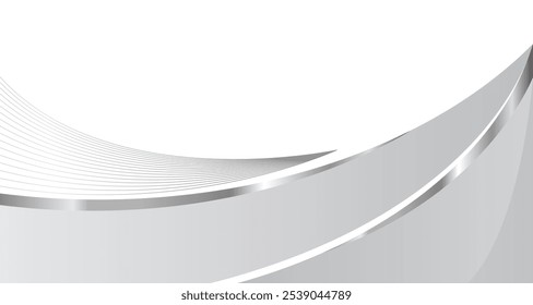 White background with grey silver monochrome wave modern element. Blended thin line backdrop for company business presentation