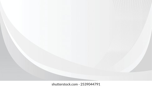 White background with grey silver monochrome wave modern element. Blended thin line backdrop for company business presentation