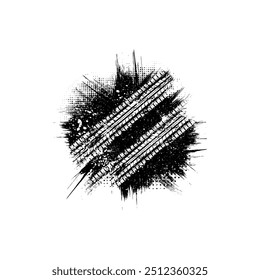 White background with grunge circle frame and tire track silhouette