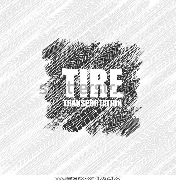 White background with grunge gray tire tracks and\
black square and sample\
text