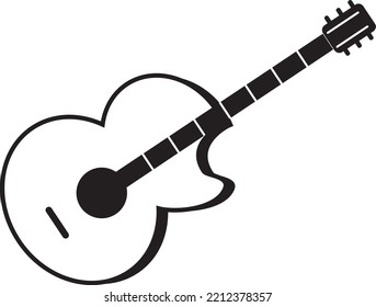 white background guitar icon line art