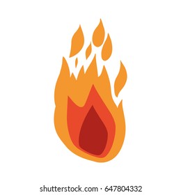 white background with hand drawn color silhouette of flame vector illustration