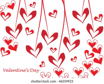 white background with hanging red romantic heart