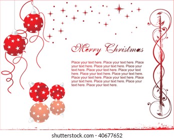 white background with hanging shiny maroon ball and stars