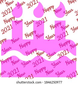 Antecedentes blancos con feliz escrito del año nuevo 2021. Vector