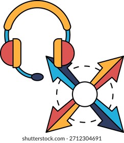 Ein weißer Hintergrund mit einem Headset und einem Kopfhörerpaar. Das Headset zeigt nach rechts