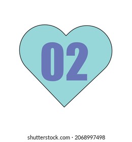 White background heart icon with numbers for making cards.