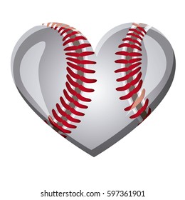 white background of heart with texture of baseball ball vector illustration