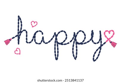 A white background with a heart and the words happy