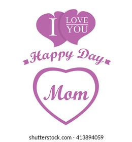 White background with hearts and text for mother's day celebrations