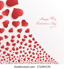 White background with hearts. Vector illustration. Happy Valentine's Day.