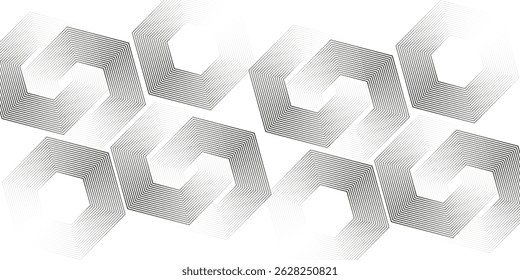 Plano de fundo branco com padrão de linha geométrica hexágono. Linhas de hexágono brilhantes abstratas. Conceito de tecnologia futurista. eps 10