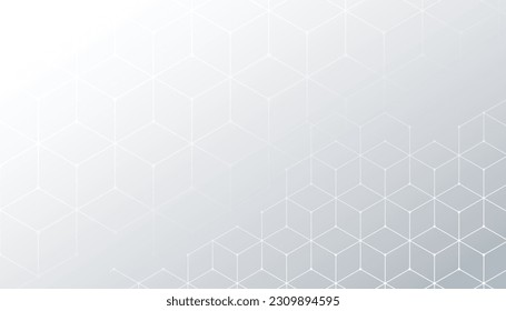 White background with hexagonal line pattern design free vector image