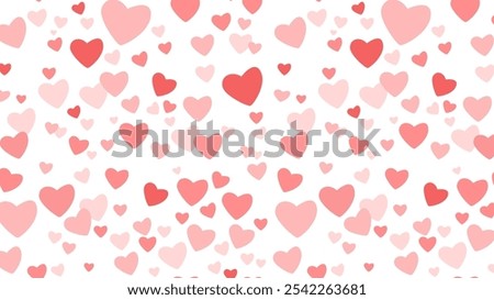 White background illustration with lots of hearts, for Valentine's Day.