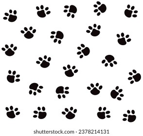 White background image with black cat footprints.