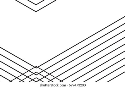 White background with intersecting black lines. Geometrical pattern. Vector illustration.