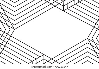 White background with intersecting black lines. Geometrical pattern. Vector illustration.