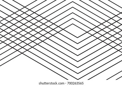 White background with intersecting black lines. Geometrical pattern. Vector illustration.