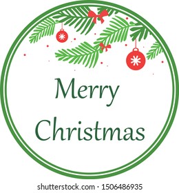 White background for invitation card merry christmas, with drawing of green leaf flower frame. Vector