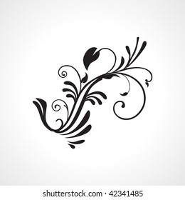 white background with isolated black floral tattoo