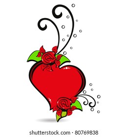 white background with isolated decorated red heart