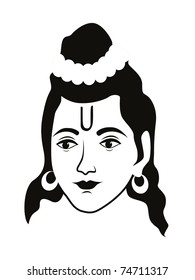 White Background Isolated God Rama Face Stock Vector (Royalty Free ...