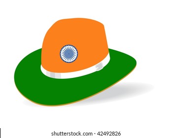 white background with isolated indian flag pattern hat