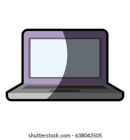 white background with laptop computer with bezel screen purple with half shadow vector illustration