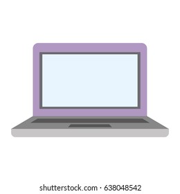 white background with laptop computer with bezel screen purple vector illustration