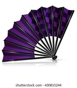 white background and the large purple fan