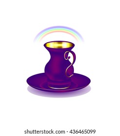 white background and the large purple golden cup with rainbow