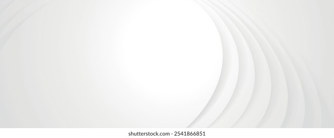 White background with layered, curved patterns. The background is smooth and minimalistic. White color dominates the background. Abstract minimal curved layered texture background vector